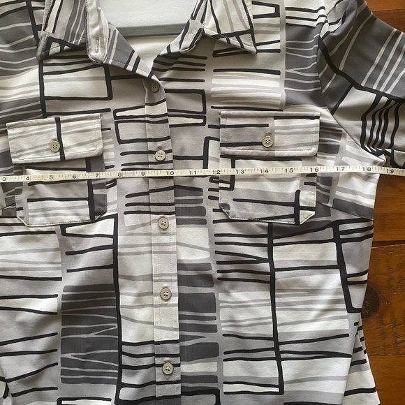 J. McLaughlin Monroe Button Down Catalina Cloth Shirt Blouse, Sz L - Picture 3 of 7